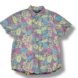 Iron Co Shirt Mens L Large Colorful Floral Beach Hawaiian Shirt